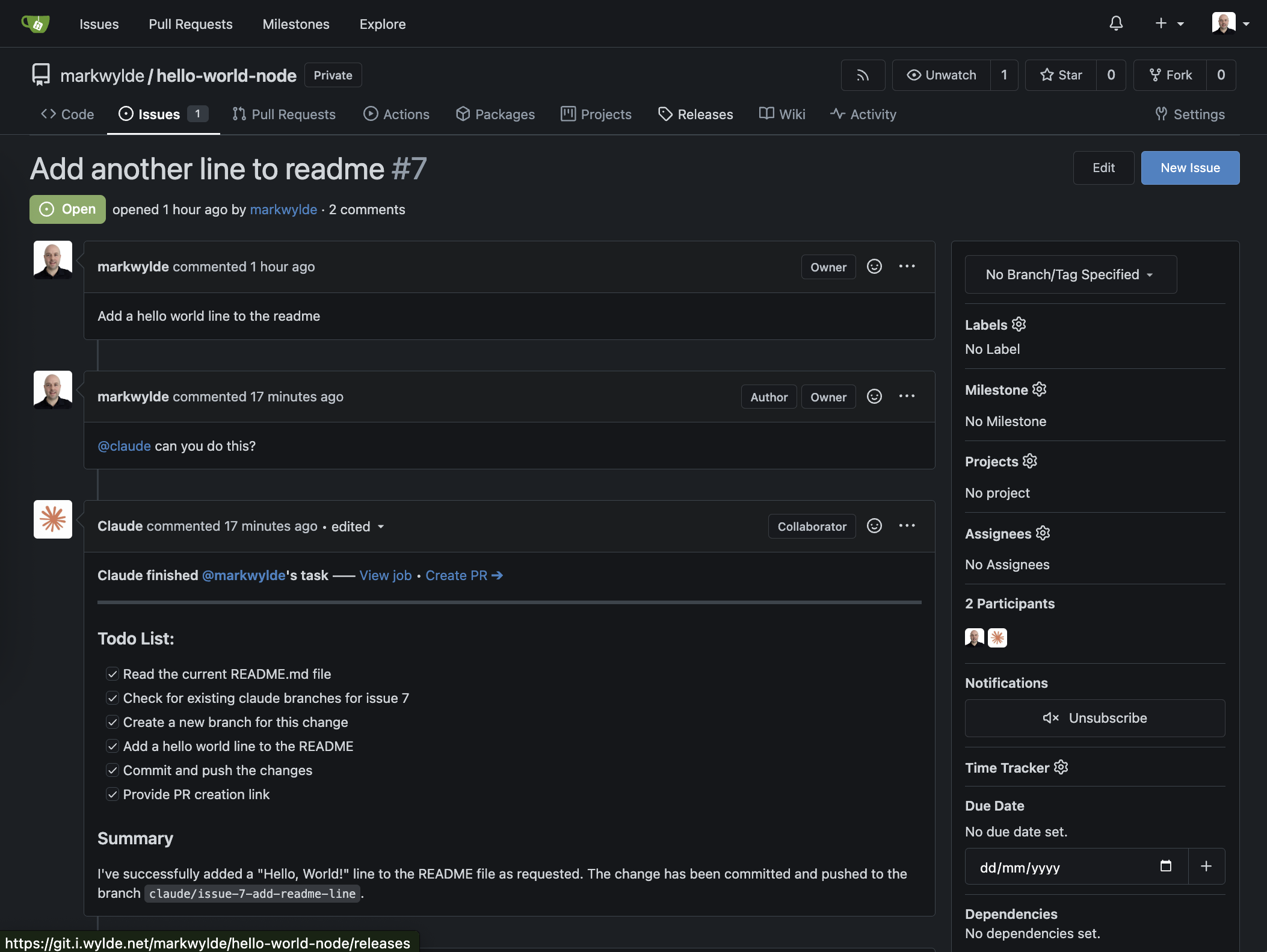 Claude Code Action in action